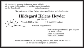 Traueranzeige von Hildegard Helene Heyder von  Gießener Anzeiger