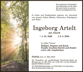 Traueranzeige von Ingeborg Adelt von Trauerportal Rhein Main Presse