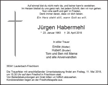 Traueranzeige von Jürgen Habermehl von VRM Trauer