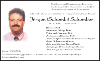 Traueranzeige von Jürgen Schombert von Trauerportal Rhein Main Presse