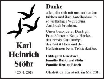 Traueranzeige von Karl Heinrich Stöhr von  Kreisanzeiger