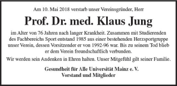 Traueranzeige von Klaus Jung von Trauerportal Rhein Main Presse