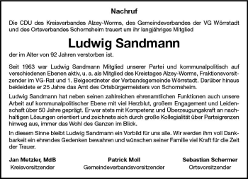 Traueranzeige von Ludwig Sandmann von Trauerportal Rhein Main Presse