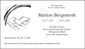 Traueranzeige von Marion Bergenroth von  Gießener Anzeiger