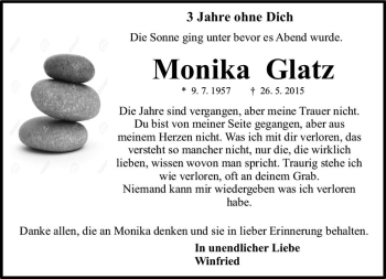 Traueranzeige von Monika Glatz von Trauerportal Rhein Main Presse