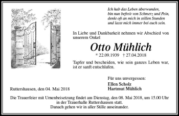 Traueranzeige von Otto Mühlich von  Gießener Anzeiger