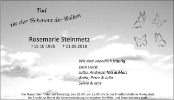 Traueranzeige von Rosemarie Steinmetz von  Kreisanzeiger