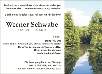 Traueranzeige von Werner Schwabe von VRM Trauer