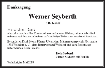 Traueranzeige von Werner Seyberth von  Camberger Anzeiger