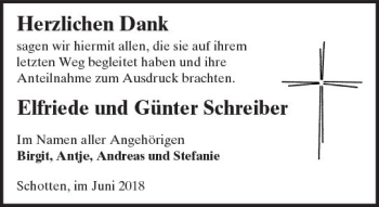 Traueranzeige von Elfriede Schreiber von  Kreisanzeiger