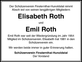Traueranzeige von Elisabeth Roth von  Usinger Anzeiger