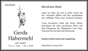 Traueranzeige von Gerda Habermehl von VRM Trauer