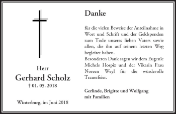 Traueranzeige von Gerhard Scholz von Trauerportal Rhein Main Presse