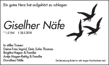 Traueranzeige von Giselher Näfe von Trauerportal Rhein Main Presse