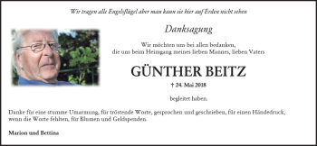 Traueranzeige von Günther Beitz von Trauerportal Rhein Main Presse
