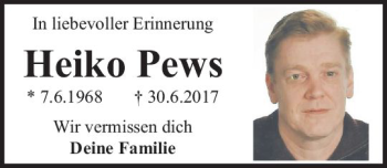 Traueranzeige von Heiko Pews von  Camberger Anzeiger