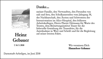 Traueranzeige von Heinz Gebauer von Trauerportal Rhein Main Presse