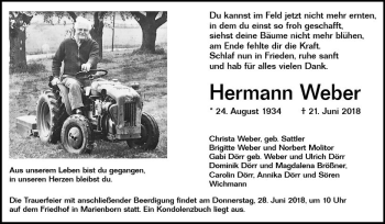 Traueranzeige von Hermann Weber von Trauerportal Rhein Main Presse