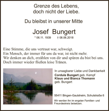 Traueranzeige von Josef Bungert von Trauerportal Rhein Main Presse