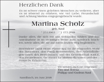 Traueranzeige von Martina Scholz von Trauerportal Rhein Main Presse