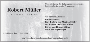 Traueranzeige von Robert Müller von  Kreisanzeiger