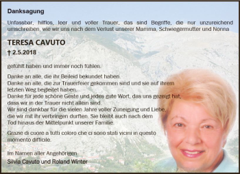 Traueranzeige von Teresa Cavuto von Trauerportal Rhein Main Presse