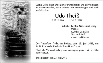 Traueranzeige von Udo Theiß von  Gießener Anzeiger