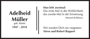 Traueranzeige von Adelheid Müller von VRM Trauer