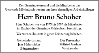 Traueranzeige von Bruno Schober von vrm-trauer