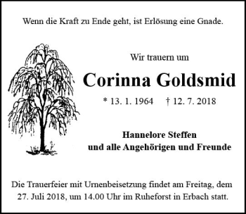 Traueranzeige von Corinna Goldsmid von vrm-trauer