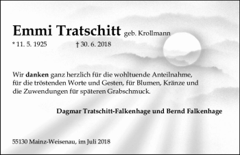 Traueranzeige von Dagmar Tratschitt von vrm-trauer