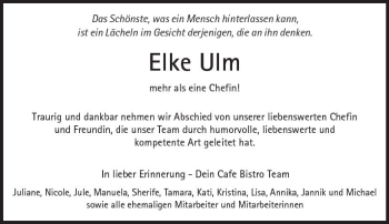 Traueranzeige von Elke Ulm von  Kreisanzeiger
