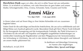 Traueranzeige von Emmi März von  Kreisanzeiger