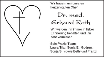 Traueranzeige von Erhard Roth von  Gießener Anzeiger