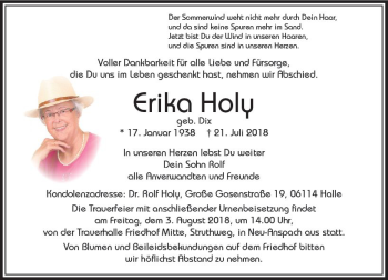 Traueranzeige von Erika Holy von  Usinger Anzeiger