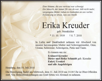 Traueranzeige von Erika Kreuder von VRM Trauer