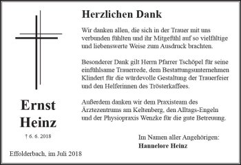 Traueranzeige von Ernst Heinz von  Kreisanzeiger
