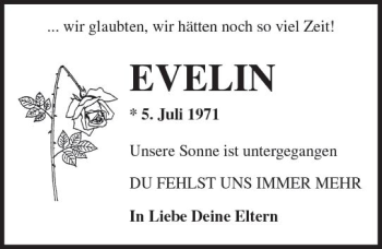 Traueranzeige von Evelin Cupovic von vrm-trauer