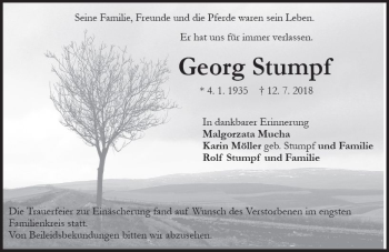 Traueranzeige von Georg Stumpf von vrm-trauer