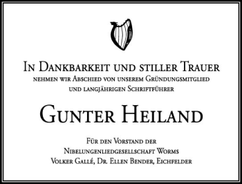 Traueranzeige von Gunter Heiland von vrm-trauer