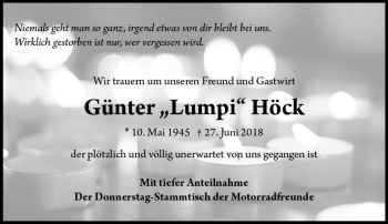 Traueranzeige von Günter Höck von  Usinger Anzeiger