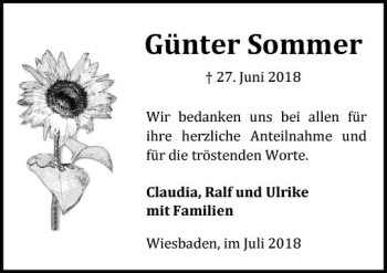 Traueranzeige von Günter Sommer von vrm-trauer