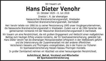 Traueranzeige von Hans Dieter Venohr von vrm-trauer
