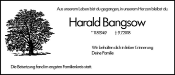 Traueranzeige von Harald Bangsow von vrm-trauer