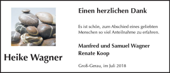 Traueranzeige von Heike Wagner von vrm-trauer