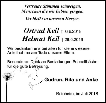 Traueranzeige von Helmut Keil von vrm-trauer