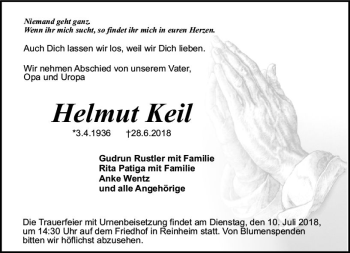 Traueranzeige von Helmut Keil von vrm-trauer