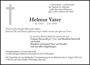 Traueranzeige von Helmut Vater von vrm-trauer