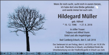 Traueranzeige von Hildegard Müller von  Camberger Anzeiger