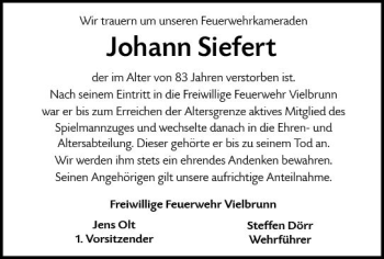 Traueranzeige von Johann Siefert von vrm-trauer